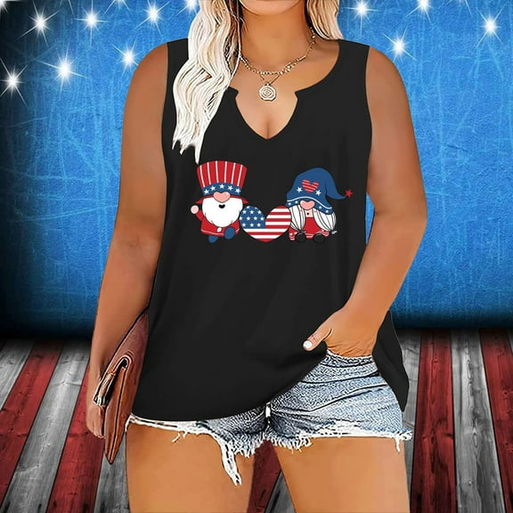 TMOYZQ American Flag Plus Size Tank Tops for Women 4th of July Patriotic Graphic Cute Print Tees Shirts USA Flag Tank Tops