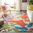 thumbnail image 4 of SAFAVIEH Blossom Michelle Floral Flowers Wool Area Rug, Blue/Multi, 8' x 8' Square, 4 of 5
