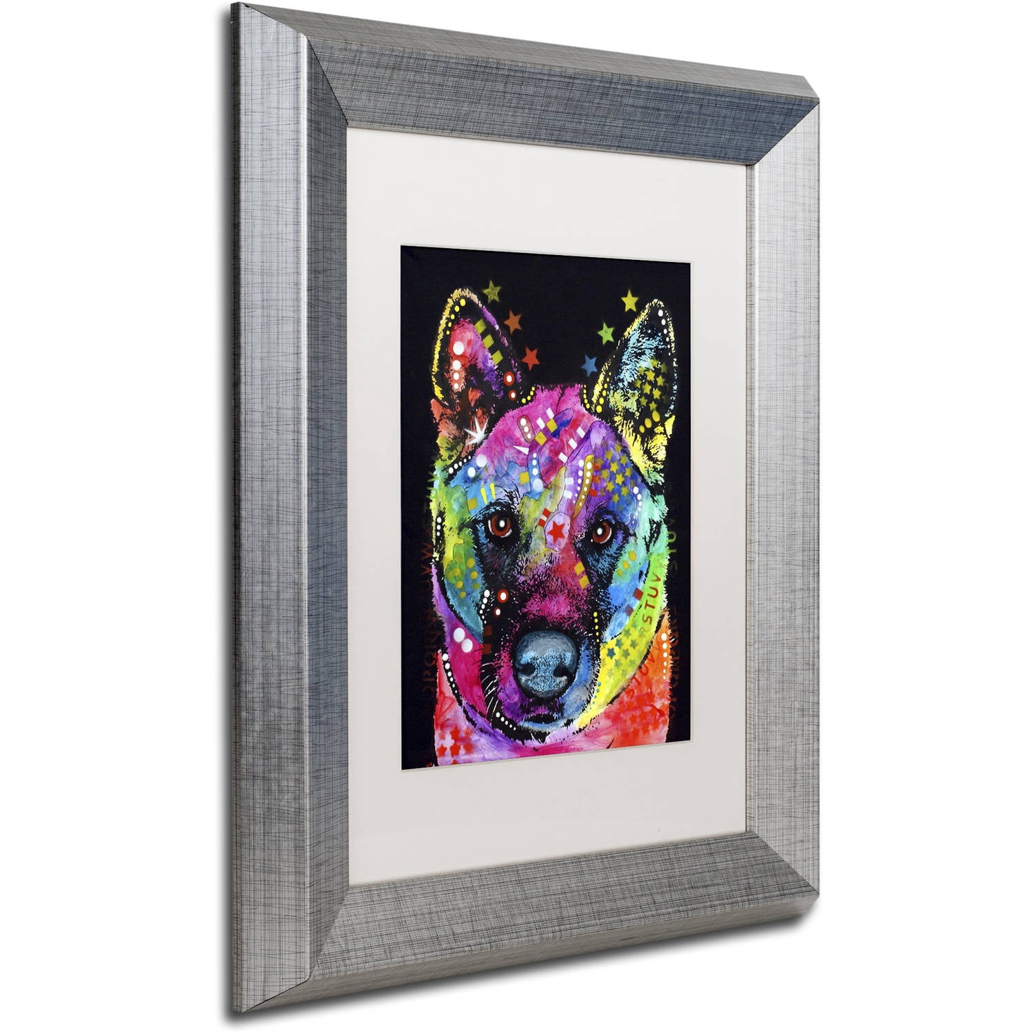Trademark Fine Art "Akita II" Canvas Art by Dean Russo, White Matte, Silver Frame