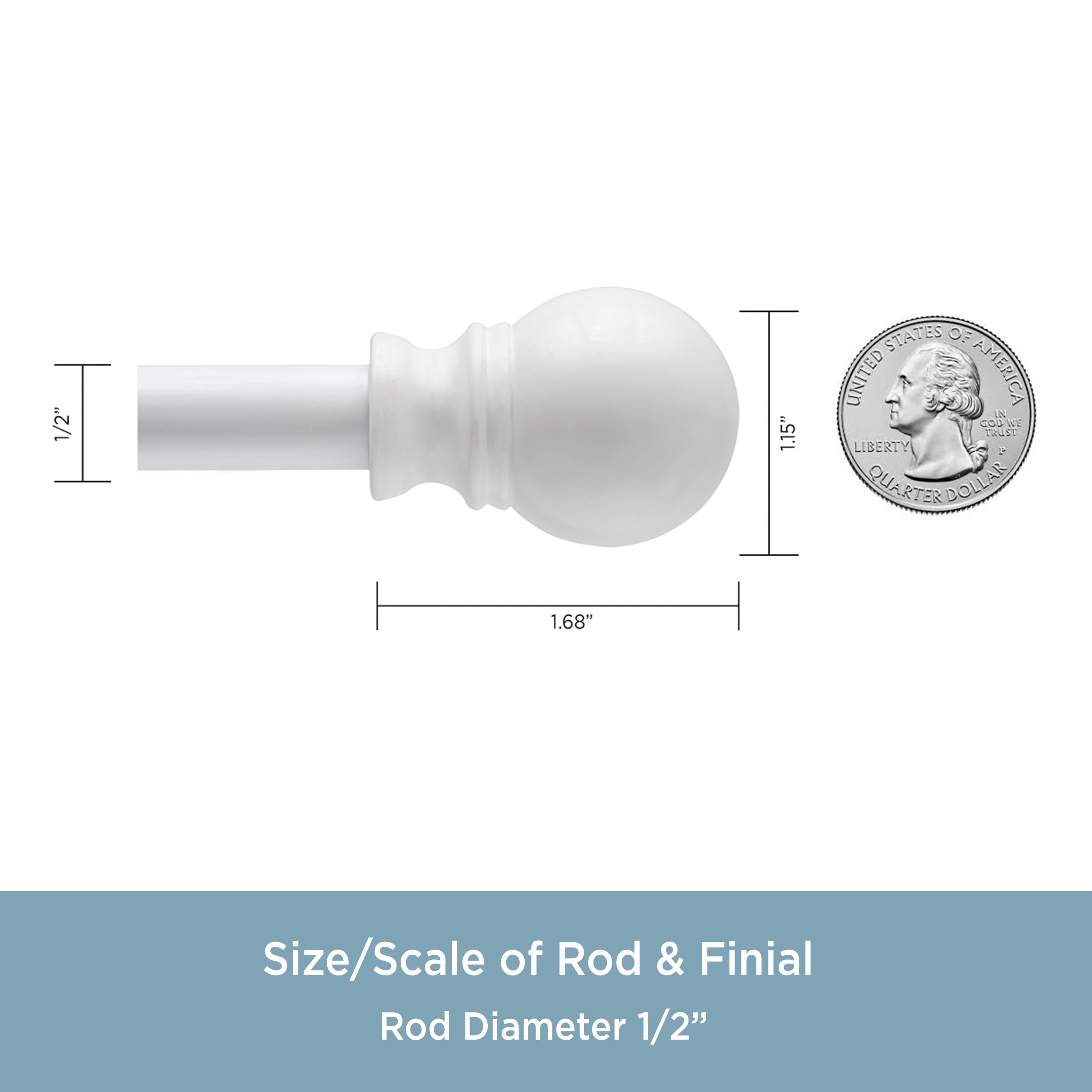 Kenney Davenport 48-86" Petite Café Adjustable Curtain Rod, 1/2" Dia., White