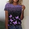 thumbnail image 2 of DondPO Women's T-Shirts Women's Awareness Shirt Purple Ribbon Floral Short Sleeve T Shirts Caring tops Shirts for Women Womens tops Gray M, 2 of 5