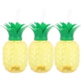 thumbnail image 2 of vasos para bebidas con forma de piña de 500 ml, vasos para fiestas con pajita y luz de color aleatorio., 2 of 7