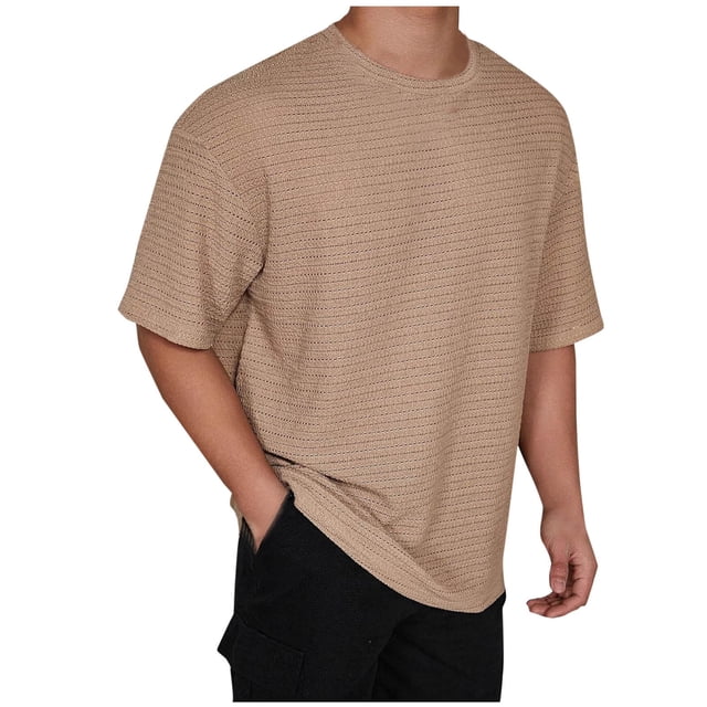 T-shirts pour Hommes en Coton T-Shirts pour Hommes Chemises Décontractées pour Hommes T-Shirt Léger à Col Rond T-Shirt Uni Respirant Fluide Confortable à Manches Courtes Hauts d'Extérieur