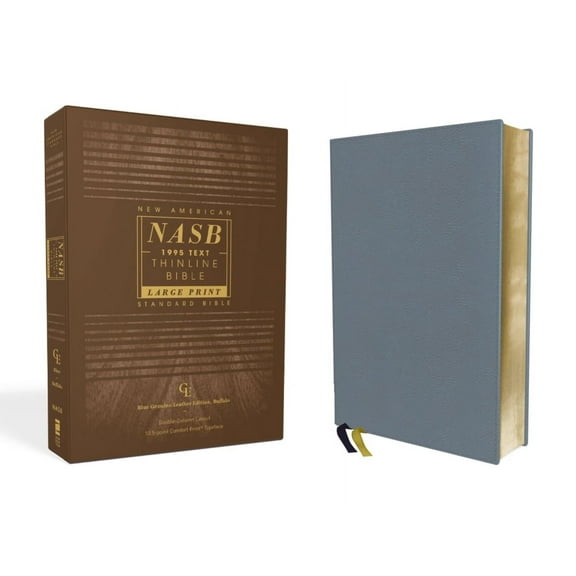 Nasb, Thinline Bible, Large Print, Genuine Leather, Buffalo, Blue, Red Letter Edition, 1995 Text, Comfort Print, (Hardcover)