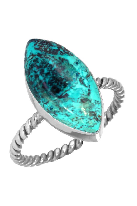 925 Sterling Silver Women Jewelry Natural Shattuckite Ring