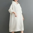 thumbnail image 6 of IROINNID Long Sleeve Dress for Women Loose Fitting Solid Color Hooded Dress able and Versatile Mid Length Dress Hooded Dress ,White, 6 of 6