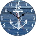 thumbnail image 1 of Reloj de pared con ancla náutica, 30 cm, azul, no hace tictac y silencioso, 1 of 4
