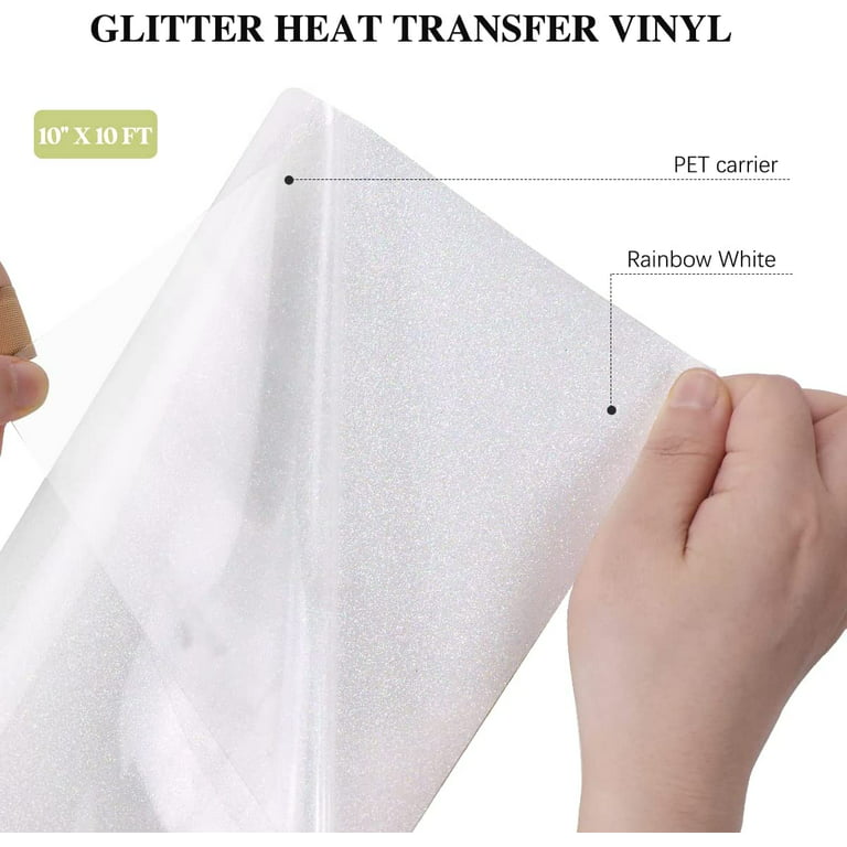 HTVRONT Glitter Heat Transfer Vinyl HTV - 13 Pack 12x10 Iron On Vinyl for  T-Shirt (Teflon Sheet Included) 9 Assorted Colors HTV Glitter Bundle of Heat  Press Vinyl Easy to Cut 