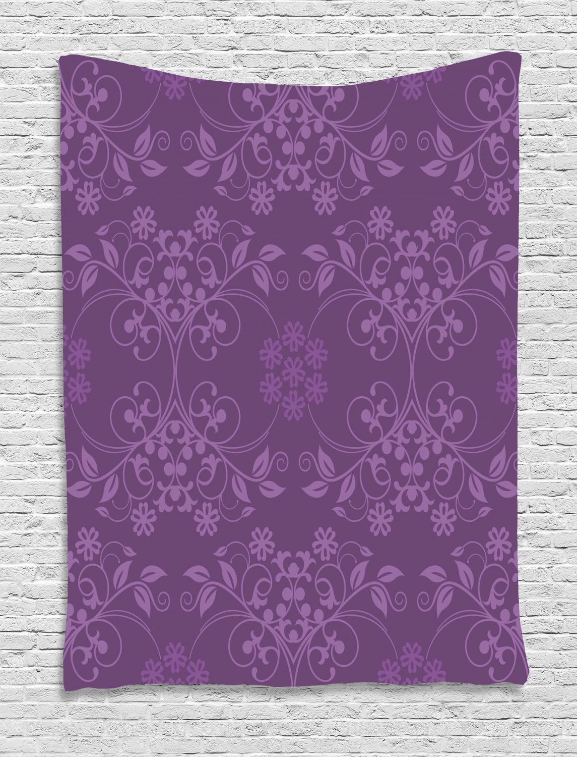Eggplant Tapestry, WellFormed Flowers on Purple Background