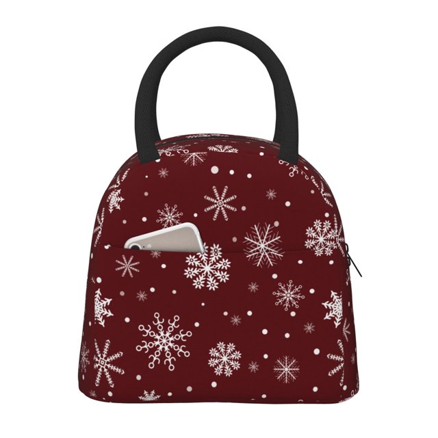 Balery Romantic white snowflakes Bolsa de Almuerzo para Mujeres, Caja de Almuerzo, Bolsa de Almuerzo Pequeña Impermeable, Tote de Almuerzo Reutilizable con Gran Capacidad