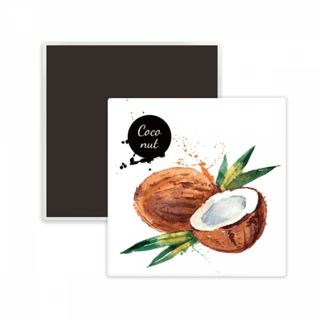 

Coconut Fruit Tasty Healthy Watercolor Square Ceracs Fridge Magnet Keepsake Memento