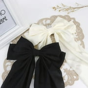 MRSTY Hair Bow Silky Satin Hair Bows for Women 3Pcs Large Hair Ribbons Oversized Long Tail Bow Hair Clips Barrettes Metal Clips Bowknot Girls Hair Accessories--