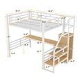 thumbnail image 4 of Harper & Bright Designs Metal Full Size Loft Bed with Desk and Small Wardrobe, Full Stairway Loft Bed Frame with Shelves and Storage stairs can be installed left and right, White, 4 of 12