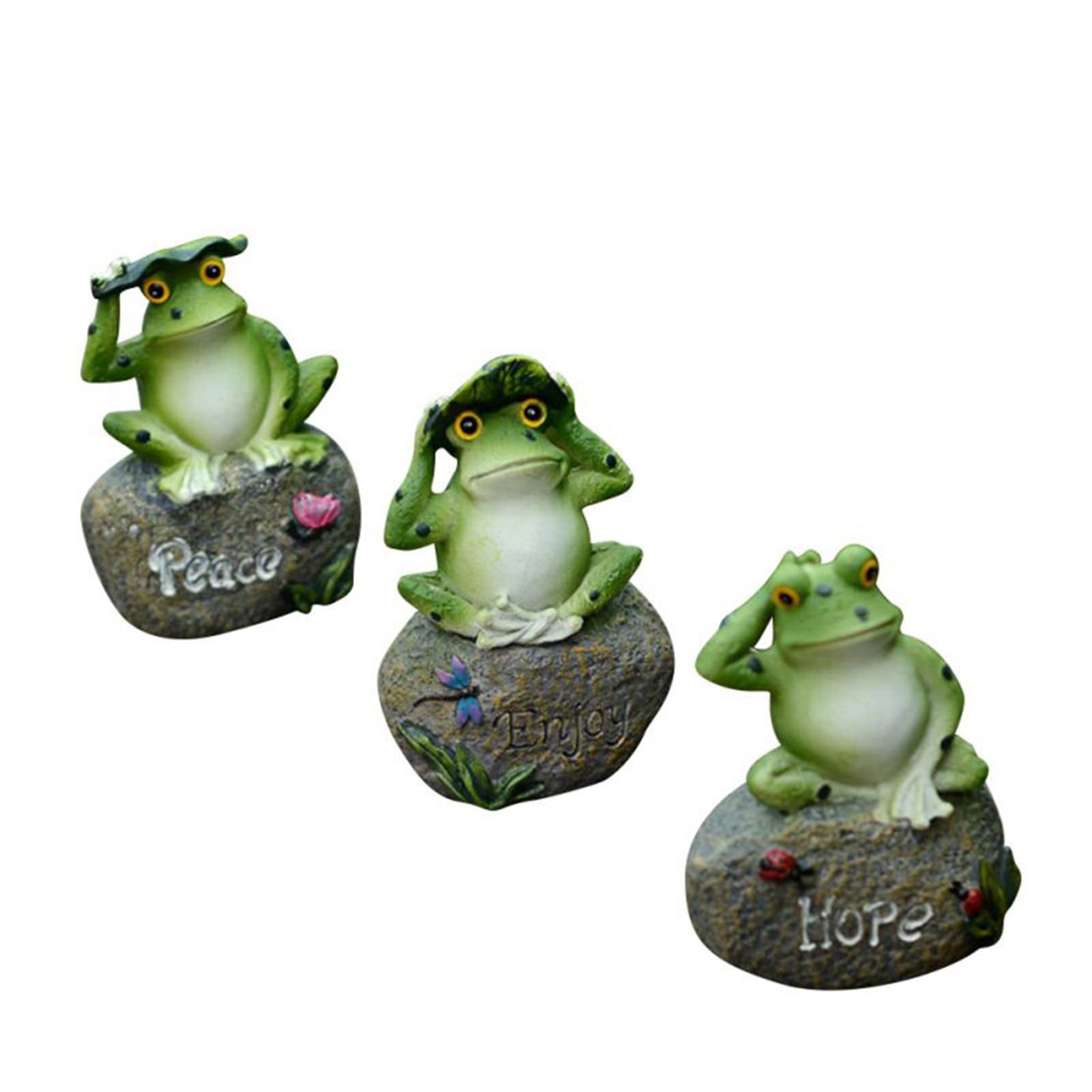 3pc Miniature Pet Frogs Figurine Set Fairy Garden Supply Outdoor Decor Accessory 
