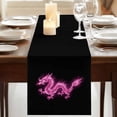 thumbnail image 3 of Table Runners 70 Inches Long Dress Scarves, Dragon Flames Farmhouse Coffee/Dining/Kitchen Table Decor, Holiday Table Runner, Purple Dragons Abstract Modern Art 13x70 Inch, 3 of 9