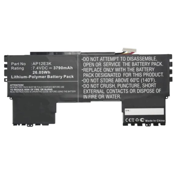 Batteries N Accessories BNA-WB-P9546 Laptop Battery - Li-Pol, 7.4V, 3790mAh, Ultra High Capacity - Replacement for Acer AP12E3K Battery