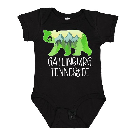 Inktastic Gatlinburg, Tennessee Mountains and Bear Shape Boys or Girls Baby Bodysuit