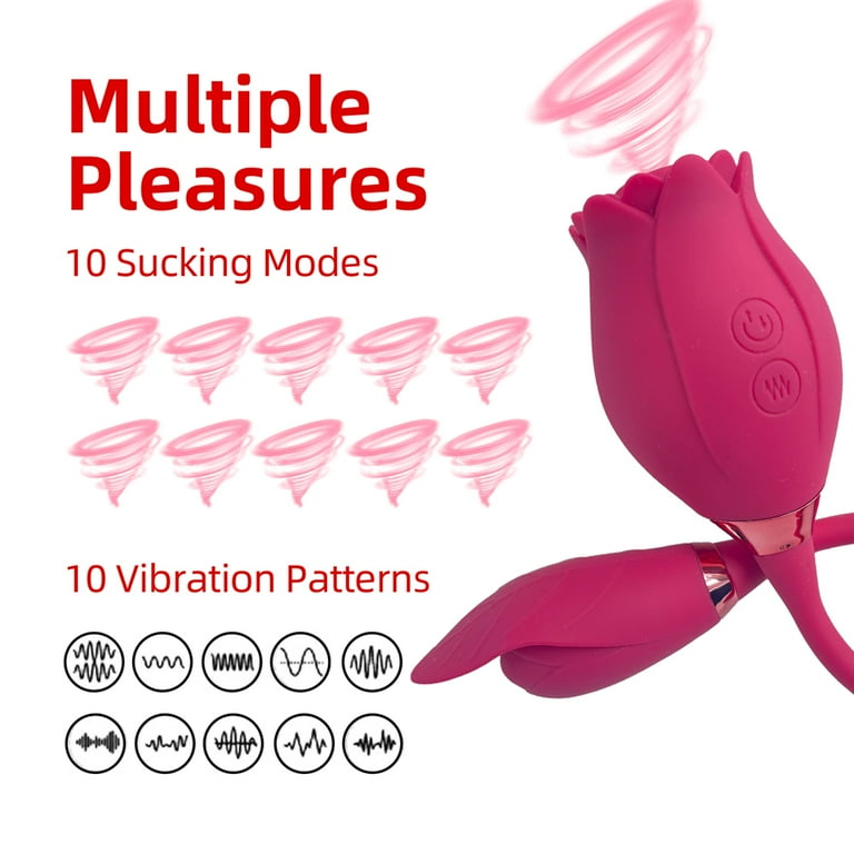 OCTMOM Rose Toys Vibrators for Women, 3 in 1 G-spot Vibrator with Dildo  Vibrating Ball for Partner Play, Red