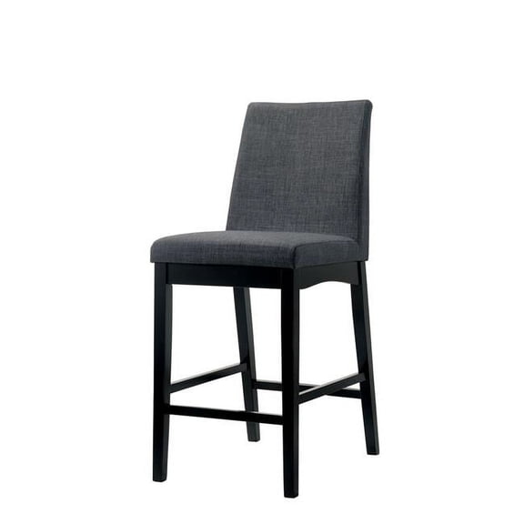 Benzara Fabric Upholstered Solid Wood Counter Height Chair-Color:Black and Gray