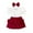 Red, variant on GYRATEDREAM Infant Toddler Girls Summer Cotton 3Pcs Outfits Baby Ruffle Short Sleeve Knit Ribbed T-Shirt Top Elastic Waist Bowknot Skirt Headband Set for 3 Months-2 Years