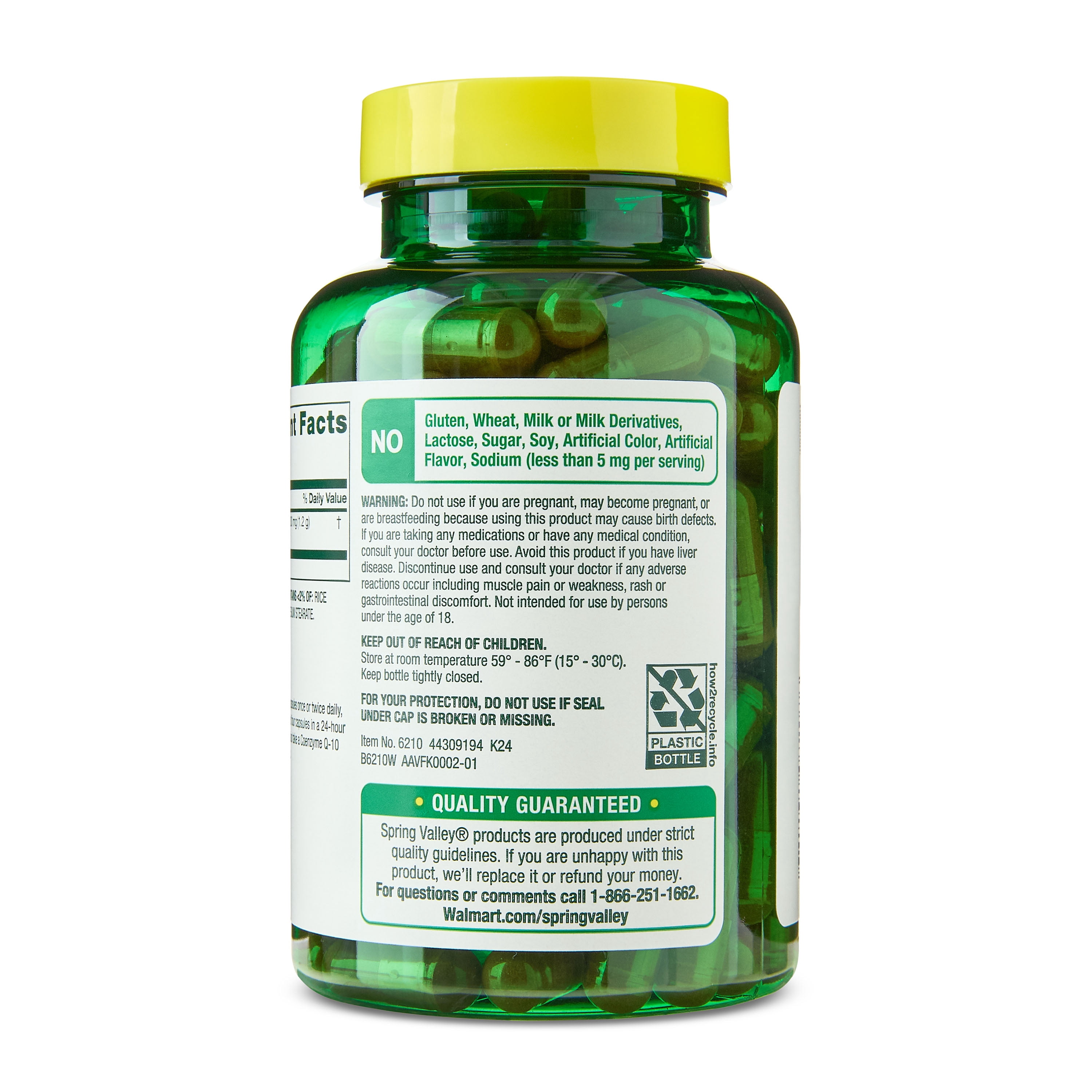 (3 pack) Spring Valley Red Yeast Rice Dietary Supplement Capsules, 600 mg, 120 Count
