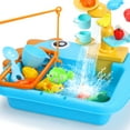 thumbnail image 3 of JoyStone 24 PCS Kitchen Play Sink Toys, Dinosaur Electronic Dishwasher Sink with Running Water, Fishing Game Toys and Play Food for Kids, Blue, 3 of 11