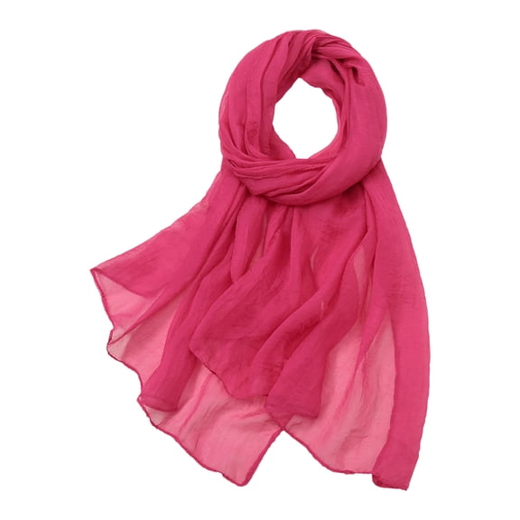 PoureLoom Women's Lightweight Crinkled Chiffon Shawl Wrap, Solid Sheer Long Gauze Scarf, Soft Silky Sun-proof Stole for Spring Summer Beach Wedding Party and Casual Daily Wear Pink One Size