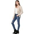 thumbnail image 3 of Unique Bargains Veste en Faux Suède pour Femme à Manches Longues, devant Drapé, Vestes Moto, 3 of 7