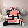 thumbnail image 2 of Homewish Geometric Checkered Twin Duvet Cover, Orange White Black Twin Bedding, Pink Reversible, 2pcs 1 Duvet Cover and 1 Pillowcase, 2 of 5