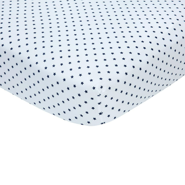 Carter's 100 Cotton Sateen Fitted Crib Sheet Navy Stars