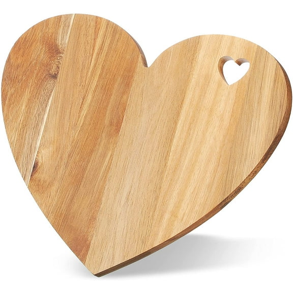 ABCISI Heart Shaped Cutting Board, Acacia Wood Bread Cheese Serving Platter, Serving Charcuterie Board for Meat Cheese and Vegetables, Women Gifts, 12 x 10 inches(Heart Hole Style)