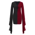 thumbnail image 4 of Womens Halloween Costumes 2024 Cosplay Gothic Dresses Women's Fashion Gothic Punk Patchwork Colour Wide Sleeve Strappy Dresses, 4 of 5