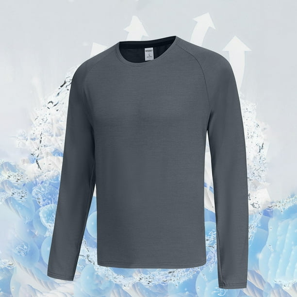 pstuiky manga larga para hombre, Camisa deportiva de manga larga raglán con cuello redondo, transpirable y elástica, de color liso, para hombre salir tops xxxl
