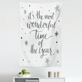 thumbnail image 1 of White Tapestry, Christmas Cheer Typographic Image with It's the Most Wonderful Time of the Year, Fabric Wall Hanging Decor for Bedroom Living Room Dorm, 5 Sizes, Black and White, by Ambesonne, 1 of 1