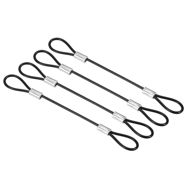 Candado de Seguridad de Cable Uxcell para Iluminación de Escenario, Cables de Acero Negros 2mmx0.125m 4Pcs