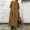 Khaki, variant on ZZwxWA Plain Maxi Long Dress Women's Kaftan Cotton Linen 3/4 Sleeve Casaul Oversized Dress Button V Neck Loose Swing Dresses