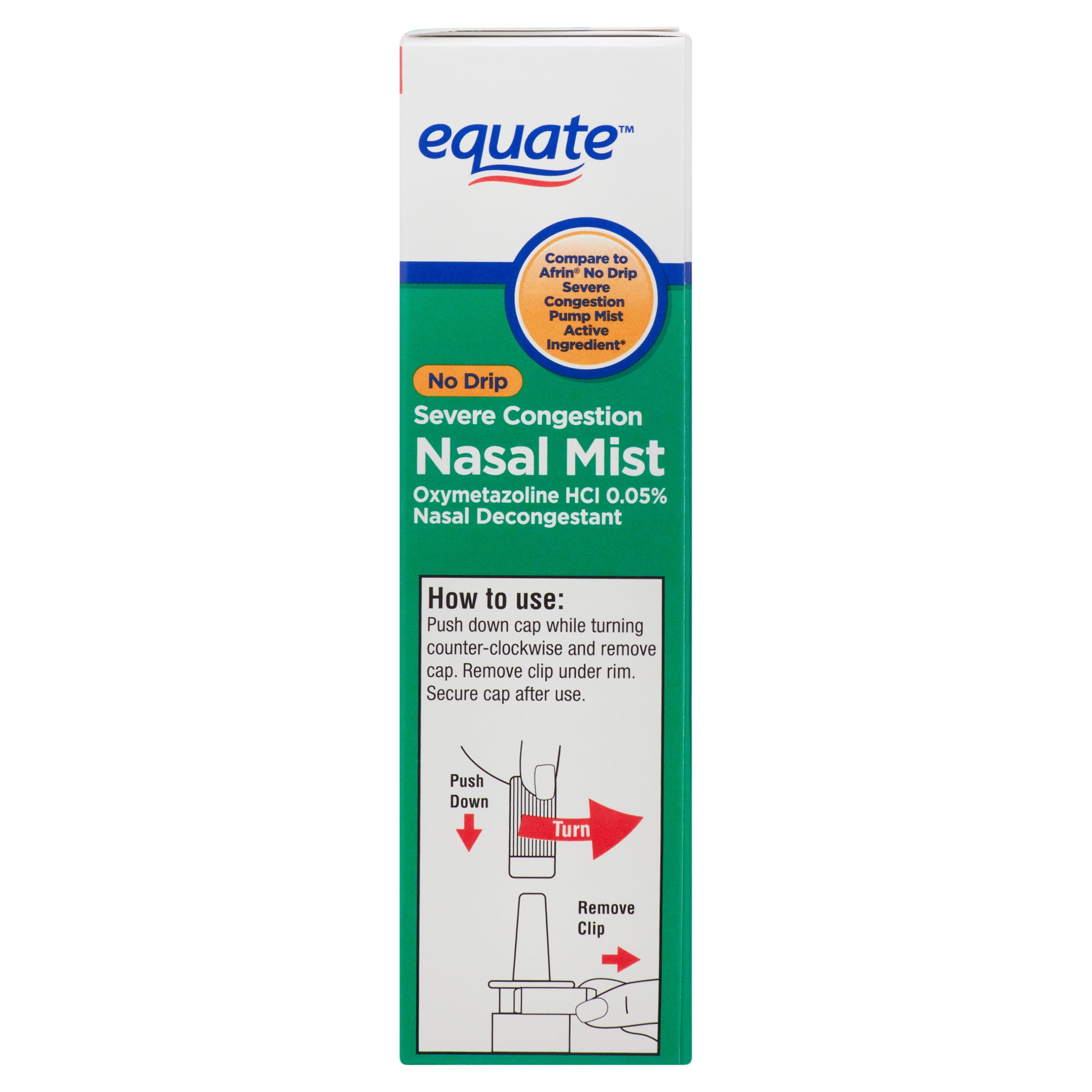 Equate Gluten-Free Oxymetazoline Allergy Medicine Mist for Cold 12 Hour Relief with 1 Bottle 0.05 Hcl