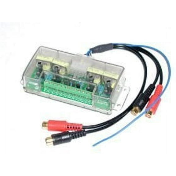 Four channel car stereo line output to RCA converter w/remote turn on.
