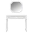 thumbnail image 5 of Euroco Vintage Vanity Desk with Octagonal Mirror – Distressed White Makeup Table with Storage Drawers & Carved Details, 5 of 8