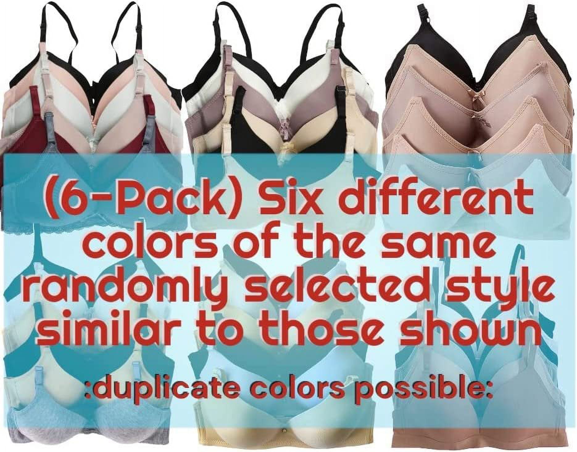ToBeInStyle Women's Pack of 6 Random Assorted Print Wireless Bras - Basics - 36A