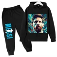 thumbnail image 3 of Conjunto de sudadera con capucha para niños de primavera, conjunto deportivo de 2 piezas, sudadera y pantalones, ropa para niños y niñas con estampado de Messi, ropa para bebés, 3 of 5