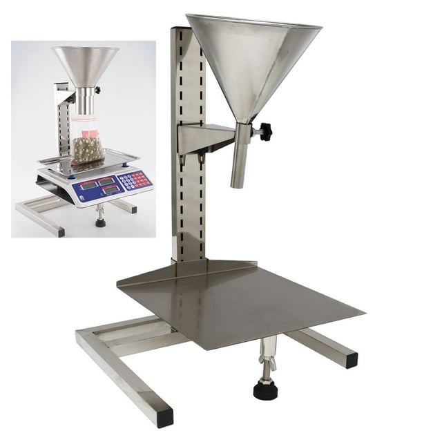 Feeding Hopper Dispensing Funnel with Support Stand 304 Stainless Steel Diameter 0.8"