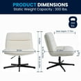 thumbnail image 4 of Emma + Oliver Wide Mid-Back Armless Stationary Swivel Office Chair with Cream Padded Faux Shearling Back/Seat, Adjustable Height, and Sturdy Black Frame, 4 of 11