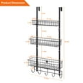 thumbnail image 2 of 3-Tier Over The Door Organizer with Baskets & Hooks - Black Metal Hanging Storage Rack for Kitchen, Bathroom, Pantry, 2 of 6