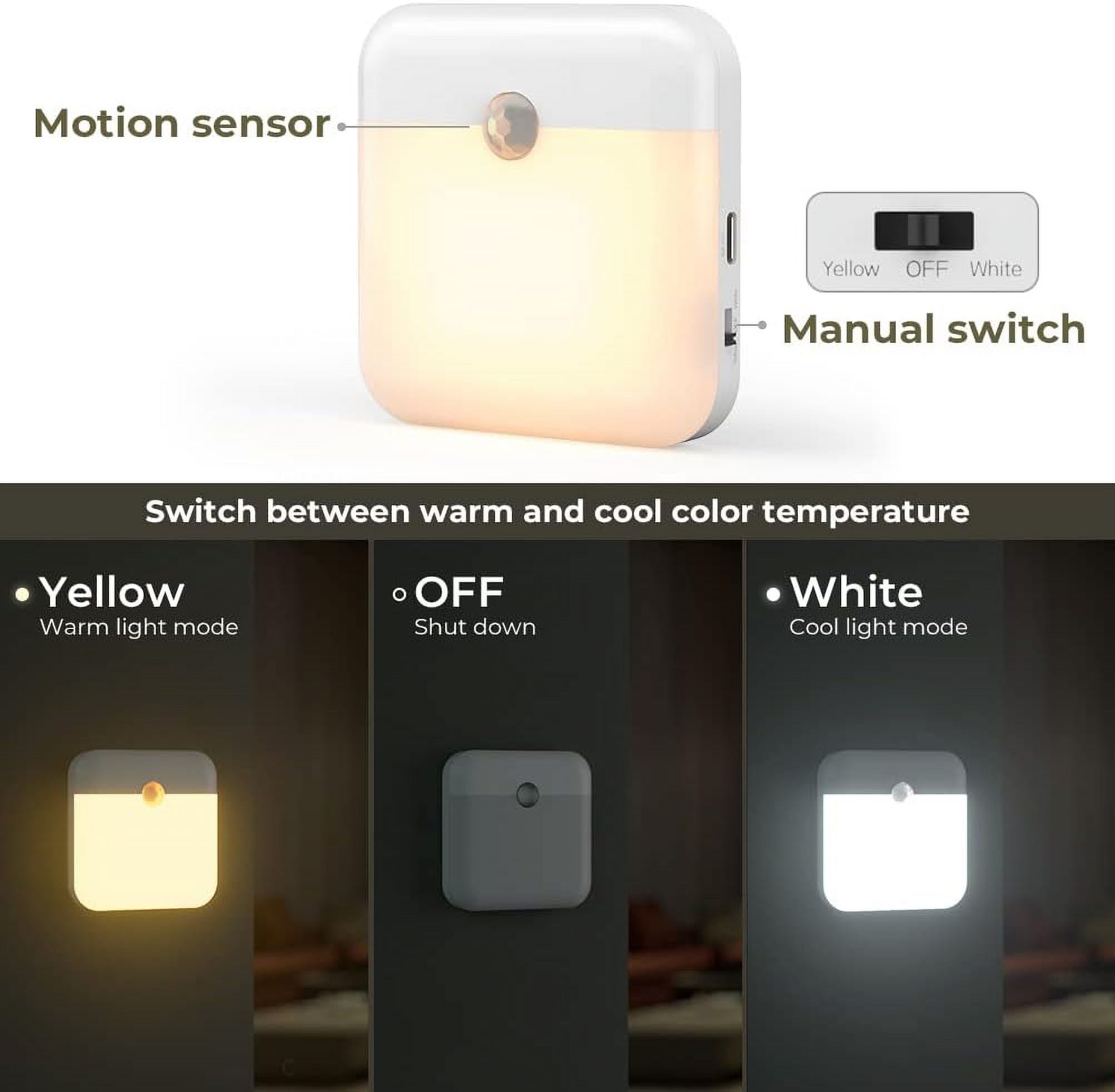 LED Night Light, Indoor Motion Sensor Lamp, Automatic Night Light with Magnetic Attachment, Children's Night Light for Baby Room, Kitchen, Hallway, Staircase, Living Room (Set of 2)