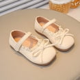 thumbnail image 5 of Viluyesy Girls' Dress Flats - Big Kids Spring Summer Leather Bow Shoes School Party Wedding Beige Size 9.5, 5 of 9