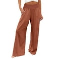thumbnail image 2 of Lixiuxyad Casual Sweatpants Womens Wide Leg Pants Summer Casual High Waisted Palazzo Pants Baggy Beach Trousers With Pocket Brown, 2 of 6