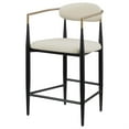 thumbnail image 4 of Tiara Counter Height Chair Set of 2, Beige Fabric, Black Metal 25 Inch, 4 of 6