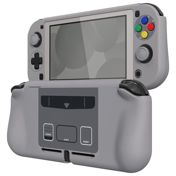 PlayVital ZealProtect Protective Case for Nintendo Switch Lite, Hard Shell Ergonomic Grip Cover for Nintendo Switch Lite w/Screen Protector & Thumb Grip Caps & Button Caps - SFC SNES Classic EU Style