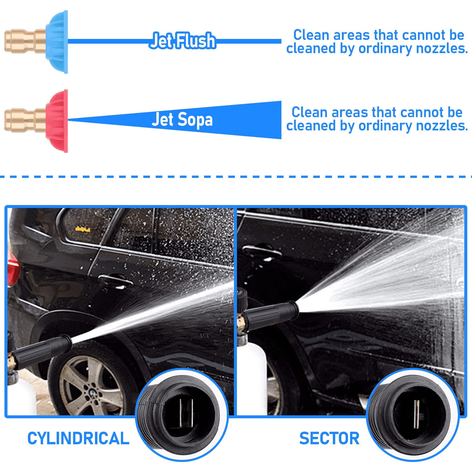 Bottle Snow Foam Lance Foam Cannon 1 L with 1/4’’ Quick Connector and 2 Pressure Washer Spray Nozzle Tips (12)